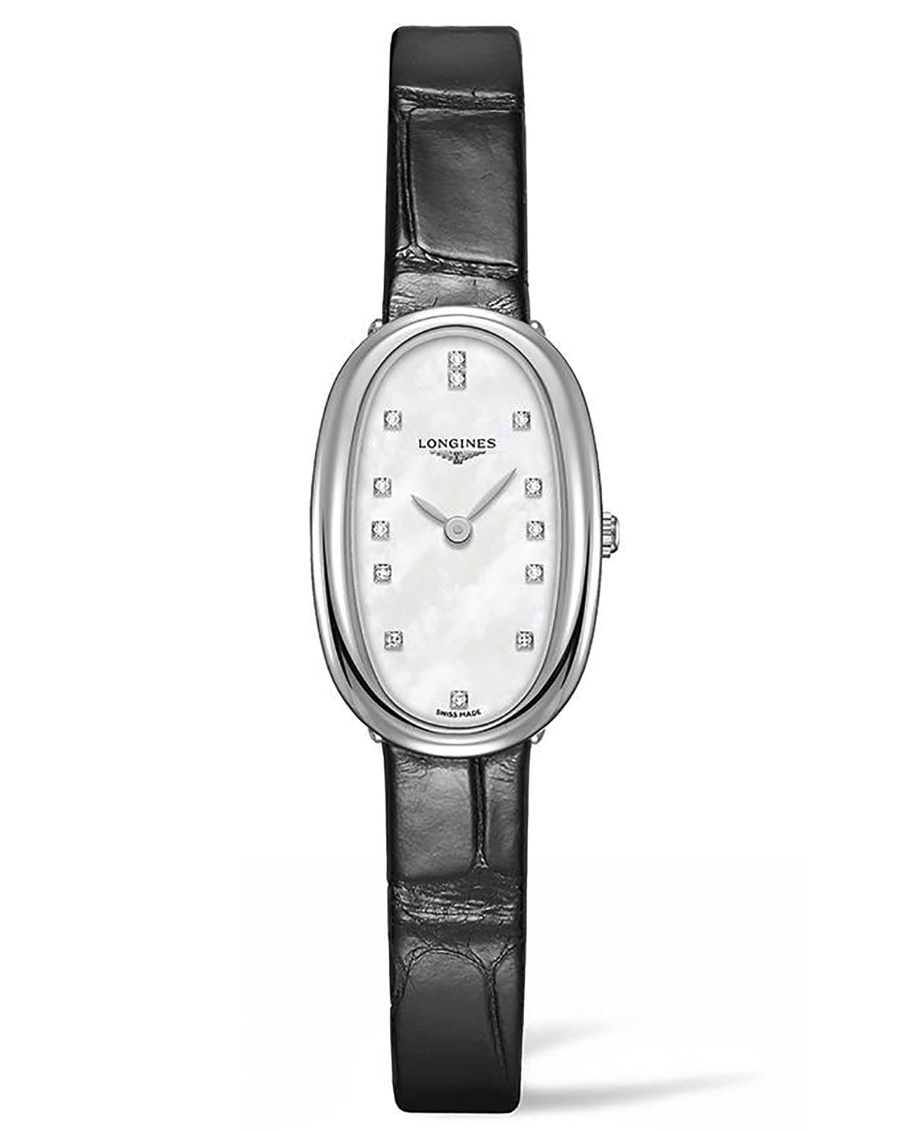 Longines Longines Symphonette L2.305.4.87.0  L23054870 кварцевые женские часы перламутровый циферблат, браслет кожаный — вид спереди